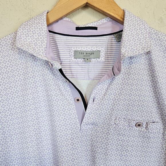 Ted Baker London Collared Lemsher Knit Stretch Polo Shirt Purple Size 5 Men's XL - Picture 5 of 9